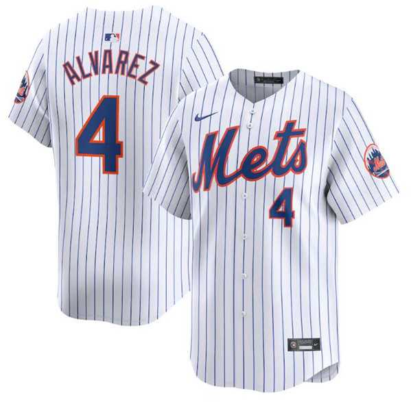 Men%27s New York Mets #4 Francisco Alvarez White 2024 Home Limited Stitched Baseball Jersey Dzhi->new york mets->MLB Jersey